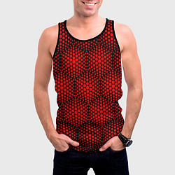 Майка-безрукавка мужская Красные неоновые соты, цвет: 3D-черный — фото 2