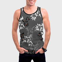Майка-безрукавка мужская Черные и серые ветки с красными ягодами на темно-с, цвет: 3D-черный — фото 2