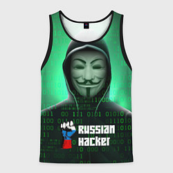 Майка-безрукавка мужская Russian hacker green, цвет: 3D-черный