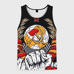 Майка-безрукавка мужская Герб СССР на черном фоне, цвет: 3D-черный