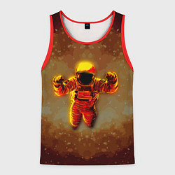 Майка-безрукавка мужская Космонавт в пылающем космосе, цвет: 3D-красный