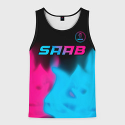 Майка-безрукавка мужская Saab - neon gradient: символ сверху, цвет: 3D-черный