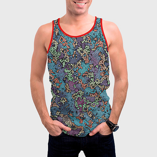 Мужская майка без рукавов Галлюциногенные узоры / 3D-Красный – фото 3