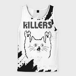 Майка-безрукавка мужская The Killers рок кот на светлом фоне, цвет: 3D-белый