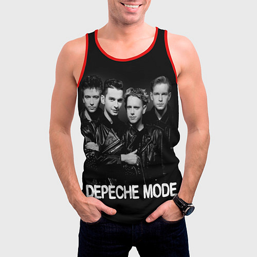 Мужская майка без рукавов Depeche Mode - black & white portrait / 3D-Красный – фото 3