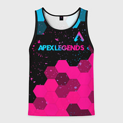 Майка-безрукавка мужская Apex Legends - neon gradient: символ сверху, цвет: 3D-черный