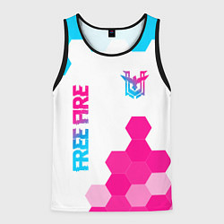 Мужская майка без рукавов Free Fire neon gradient style: символ и надпись ве