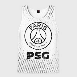 Майка-безрукавка мужская PSG с потертостями на светлом фоне, цвет: 3D-белый