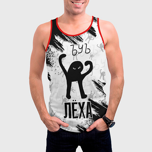 Мужская майка без рукавов Кот ъуъ Лёха / 3D-Красный – фото 3