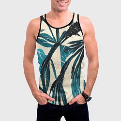 Майка-безрукавка мужская Винтажные пальмы, цвет: 3D-черный — фото 2