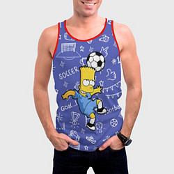 Майка-безрукавка мужская Барт Симпсон бьёт футбольный мяч головой, цвет: 3D-красный — фото 2