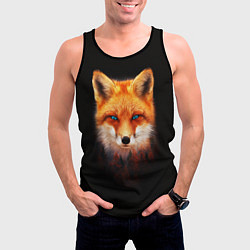 Майка-безрукавка мужская Лиса над лесом, цвет: 3D-черный — фото 2