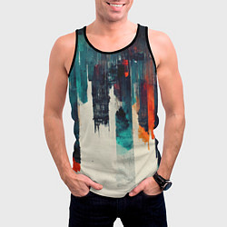 Майка-безрукавка мужская Красочные полосы в стиле гранж, цвет: 3D-черный — фото 2