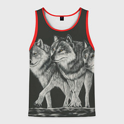 Майка-безрукавка мужская Три волка, цвет: 3D-красный