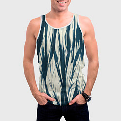 Майка-безрукавка мужская Синие рваные полосы, цвет: 3D-белый — фото 2