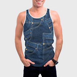 Майка-безрукавка мужская Джинсовка jeans, цвет: 3D-белый — фото 2