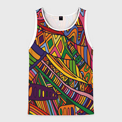 Майка-безрукавка мужская Психоделический узор, цвет: 3D-белый