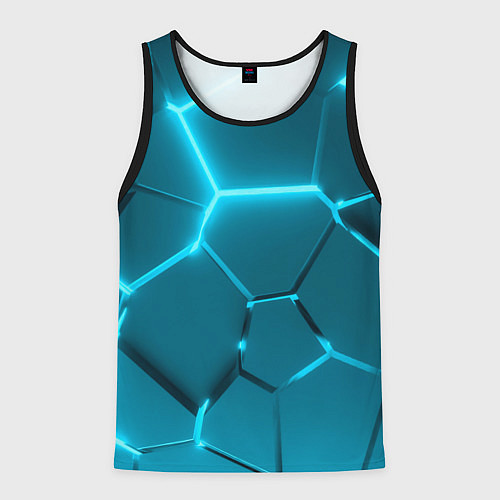 Мужская майка без рукавов Ледяные неоновые геометрические плиты / 3D-Черный – фото 1