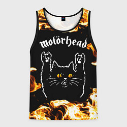 Майка-безрукавка мужская Motorhead рок кот и огонь, цвет: 3D-черный