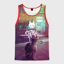 Майка-безрукавка мужская Stray - котик - neon, цвет: 3D-красный