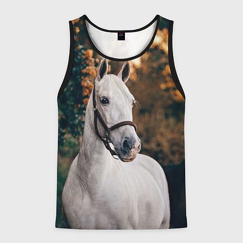 Мужская майка без рукавов Белая лошадка / 3D-Черный – фото 1