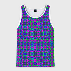 Майка-безрукавка мужская Калейдоскопический неоновый узор, цвет: 3D-белый