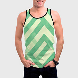 Майка-безрукавка мужская Зеленые геометрические узоры, цвет: 3D-черный — фото 2