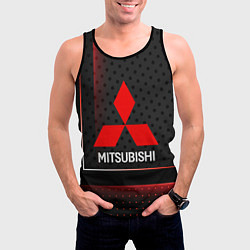 Майка-безрукавка мужская Mitsubishi Абстракция карбон, цвет: 3D-черный — фото 2