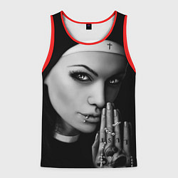 Майка-безрукавка мужская Готическая монашка с татуировкой Страсть, цвет: 3D-красный