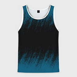 Майка-безрукавка мужская Синие штрихи на черном, цвет: 3D-белый