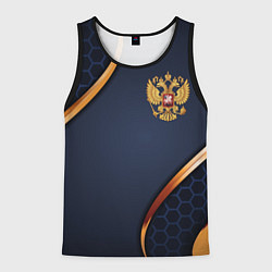 Майка-безрукавка мужская Blue & gold герб России, цвет: 3D-черный