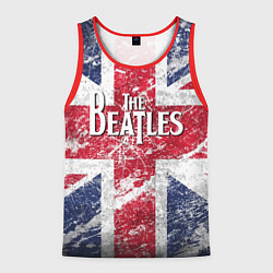 Майка-безрукавка мужская The Beatles - лого на фоне флага Великобритании, цвет: 3D-красный