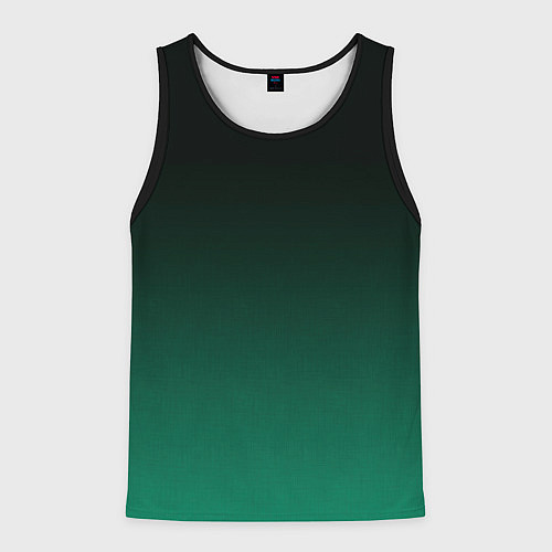 Мужская майка без рукавов Черный и бирюзово - зеленый, текстурированный под / 3D-Черный – фото 1