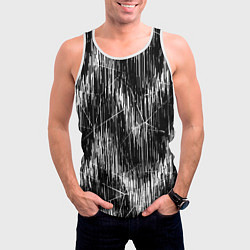Майка-безрукавка мужская Черно-белые штрихи, зигзаг, цвет: 3D-белый — фото 2