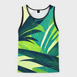 Майка-безрукавка мужская Яркие тропические листья пальмы, цвет: 3D-черный