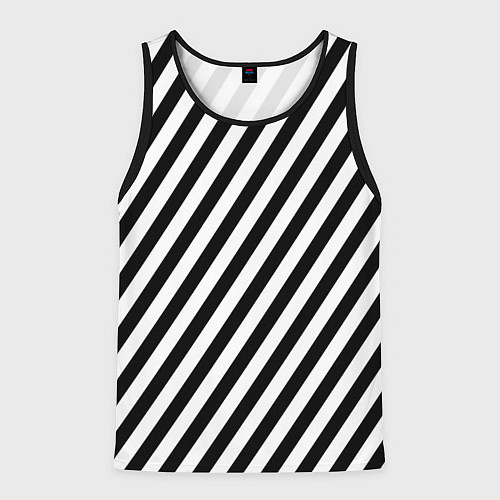 Мужская майка без рукавов Черно-белые полоски / 3D-Черный – фото 1