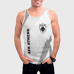 Майка-безрукавка мужская AEK Athens sport на светлом фоне: надпись, символ, цвет: 3D-белый — фото 2