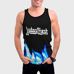 Майка-безрукавка мужская Judas Priest blue fire, цвет: 3D-черный — фото 2