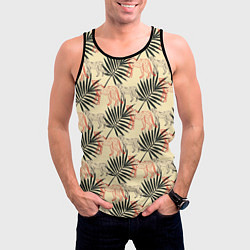 Майка-безрукавка мужская Пальмы и гепард узор, цвет: 3D-черный — фото 2