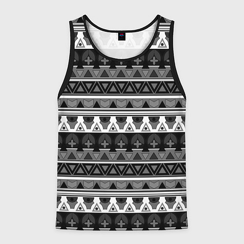 Мужская майка без рукавов Черно-белый скандинавский орнамент / 3D-Черный – фото 1