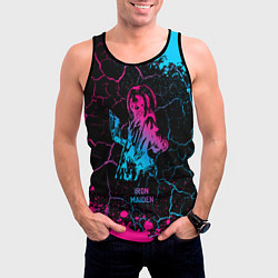 Майка-безрукавка мужская Iron Maiden - neon gradient, цвет: 3D-черный — фото 2
