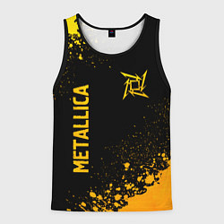 Майка-безрукавка мужская Metallica - gold gradient: надпись, символ, цвет: 3D-черный