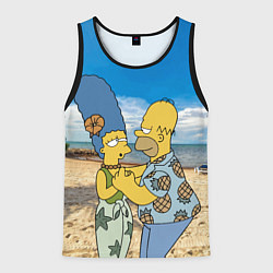 Мужская майка без рукавов Гомер Симпсон танцует с Мардж на пляже