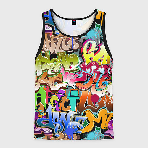 Мужская майка без рукавов Надпись и краска граффити / 3D-Черный – фото 1
