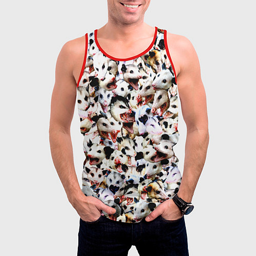 Мужская майка без рукавов Опоссумы / 3D-Красный – фото 3
