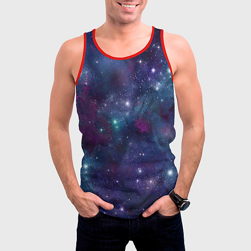 Мужская майка без рукавов Бесконечность звездного неба / 3D-Красный – фото 3