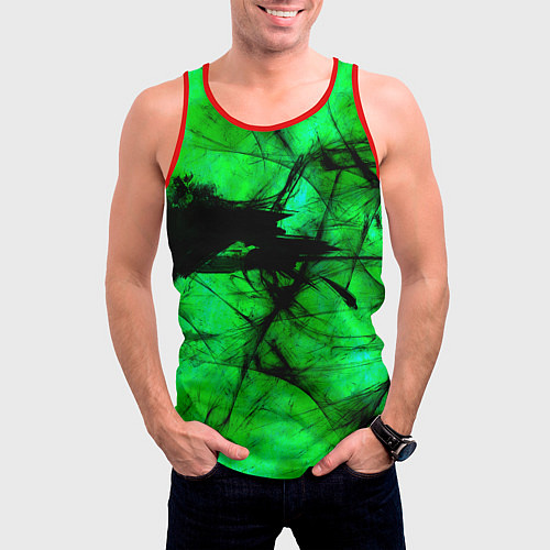 Мужская майка без рукавов Зеленый фантом / 3D-Красный – фото 3