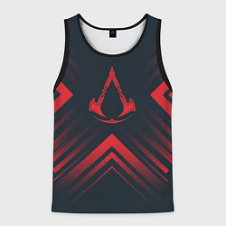 Майка-безрукавка мужская Красный символ Assassins Creed на темном фоне со с, цвет: 3D-черный