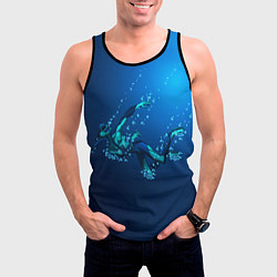 Майка-безрукавка мужская Ихтиандр : человек - амфибия рисунок, цвет: 3D-черный — фото 2