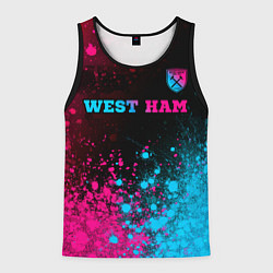 Майка-безрукавка мужская West Ham - neon gradient: символ сверху, цвет: 3D-черный